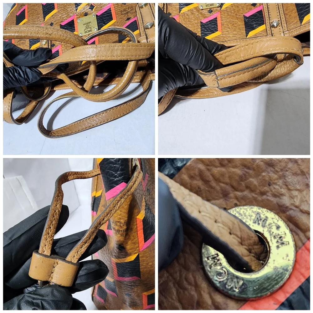 MCM Brown and Pink Geometric Tote - Picture 8 of 13